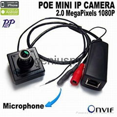 P2P Audio POE Mini IP Camera 1080P Indoor Microphone 2MP Onvif