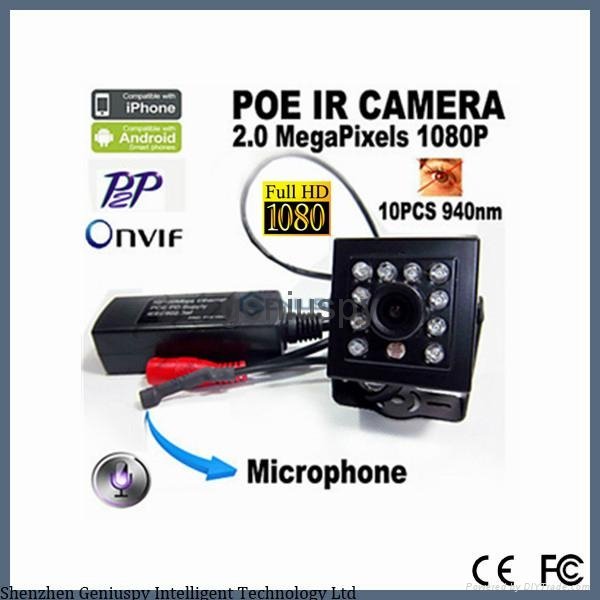 Miniature 1080P POE Mini Ip Camera 2Mp Hd Night Vision 940nm IR Audio POE Covert