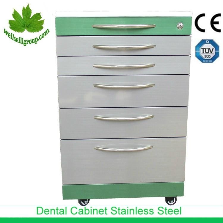 SSU-01 Stainless steel Dental clinic cabinet movable with wheels 2