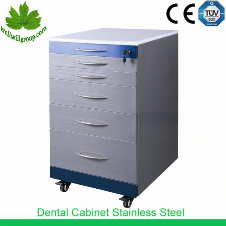 SSU-01 Stainless steel Dental clinic cabinet movable with wheels 3