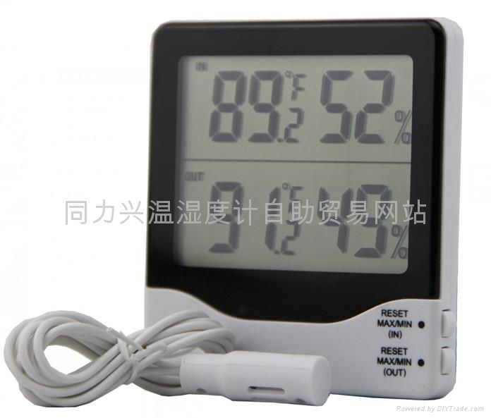 White Plastic Shell Digital Indoor Outdoor Thermometer Hygrometer 