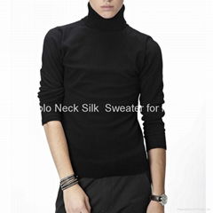 High Collar Silk Sweater for Men