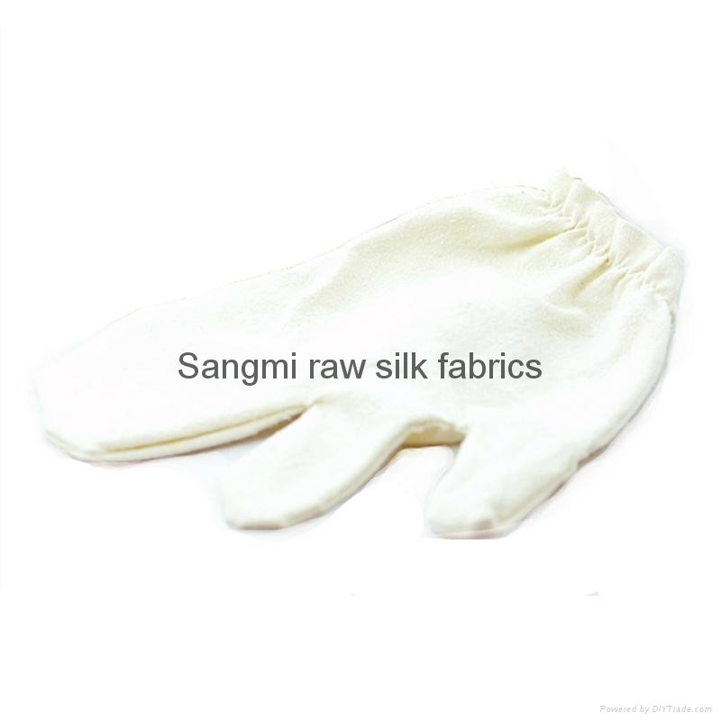 Woven raw silk fabrics for garshana ayurvedic massage gloves,towel etc 5