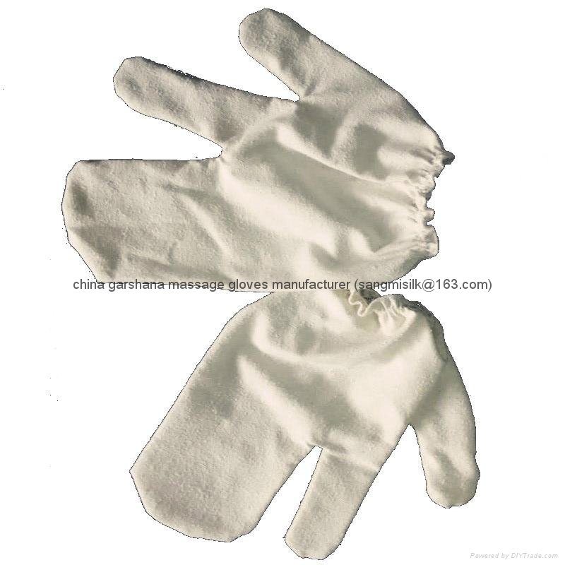 ayurvedic garshana 100% raw silk dry massage gloves  4