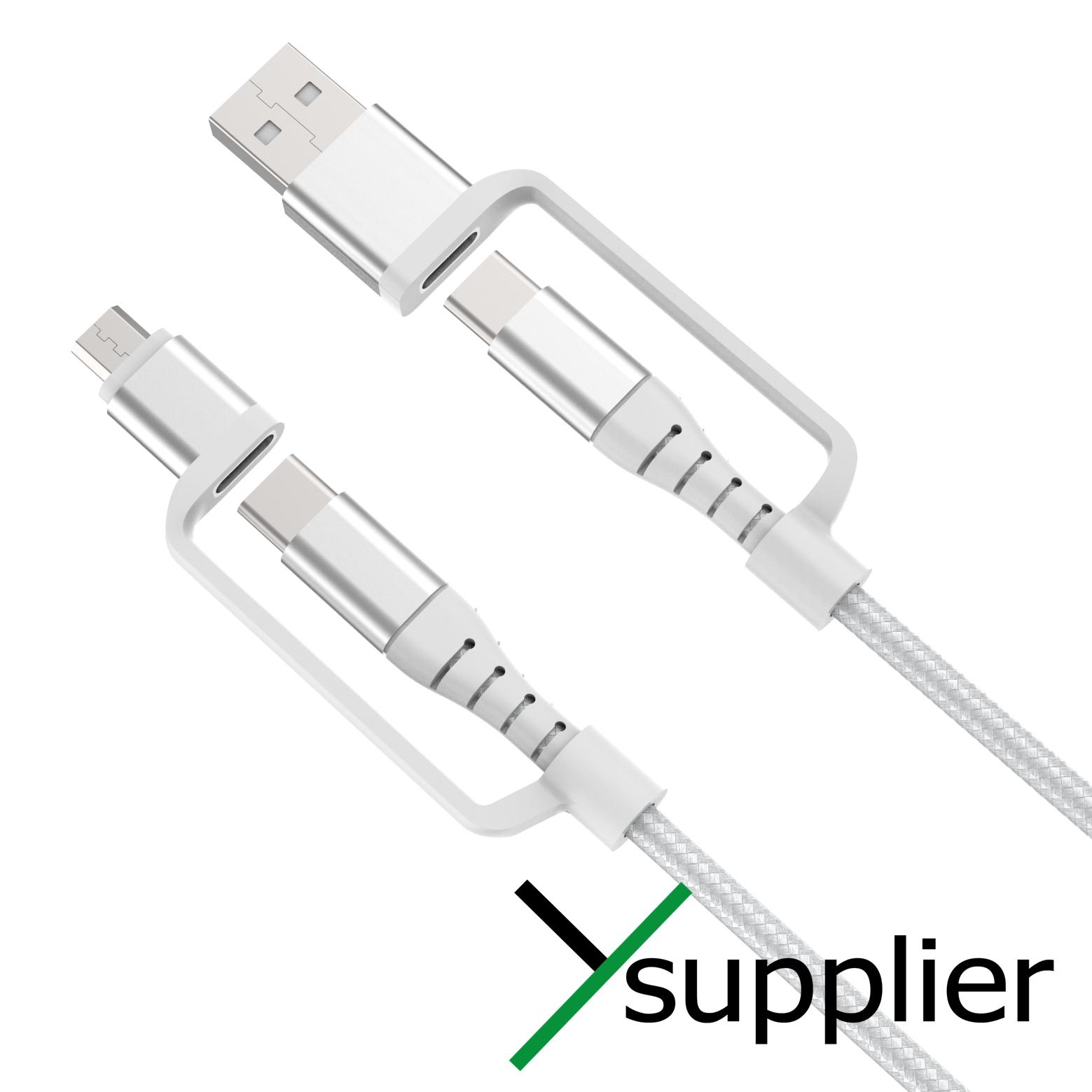 Ysupplier -Universal 4 in 1 Multiple USB Cable Charging Cord Adapter with Type-C