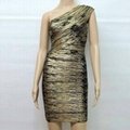 Latest Rayon Gold Stamping Bandage dress One Shoulder Legerity Sexy Women Cockta