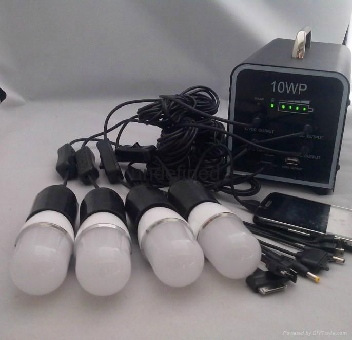 10W solar home lighting system with usb port for mobile chargers 3