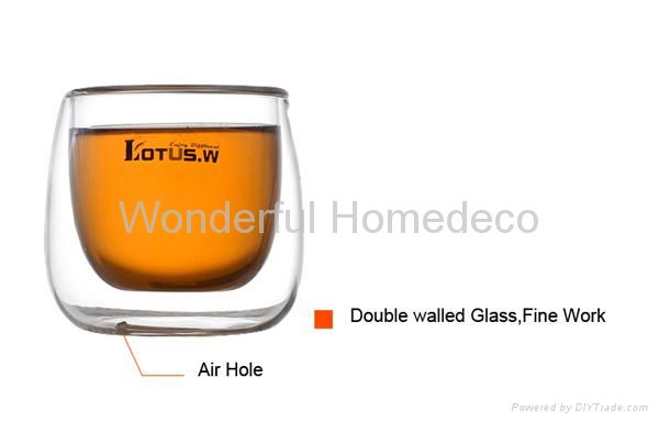 80ML Double wall cup mouth blown in borosilicate glass