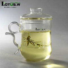 380ml Hi-borosilicate Glass Tea Cup and Pot in One for Personal Usage