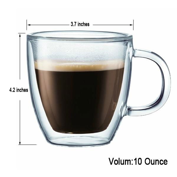 10oz Double Walled Latte Caffe glass mugs