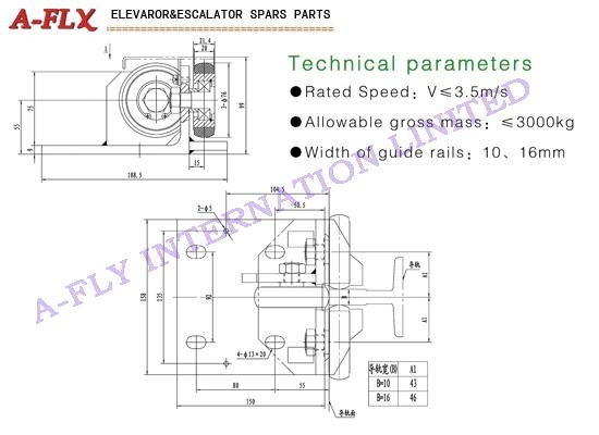 Type:GS-046,Elevator roller guide shoes