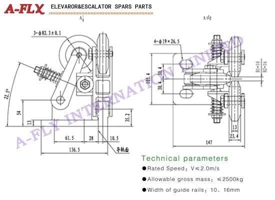 Type:GS-048,Elevator roller guide shoes