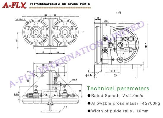 Type:GS-050,Elevator roller guide shoes