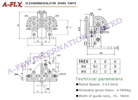 Type:GS-042,Elevator roller guide shoes