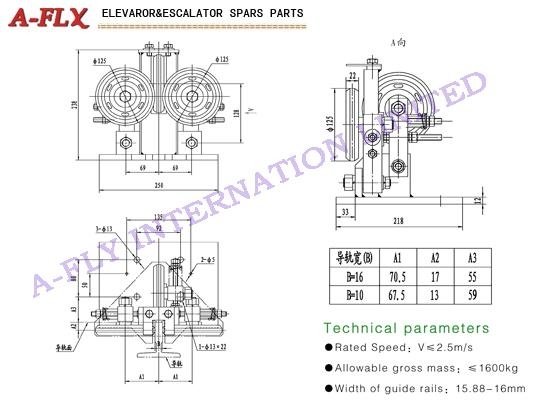 Type:GS-044,Elevator roller guide shoes