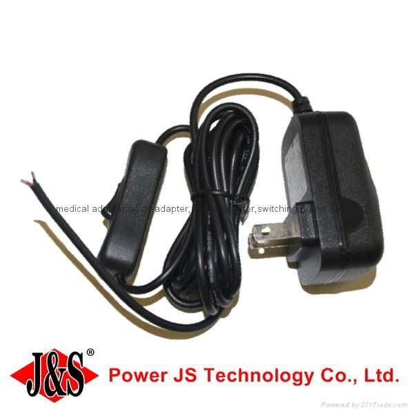 japan plug with ground wire switch on off 24v 0.5a power adapter