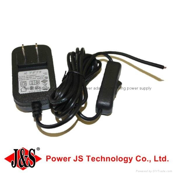 japan plug with ground wire switch on off 24v 0.5a power adapter 3