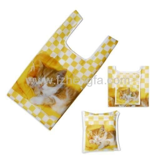 full printing polyester Vest style foldable bags