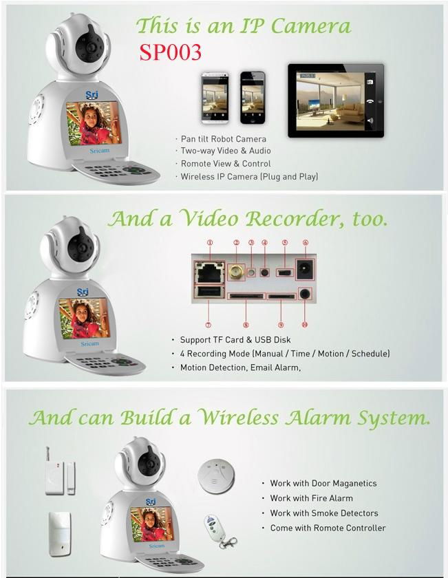 HD CCTV Wireless network video camera P2P free vedio call Recorder Monitor H.264 4