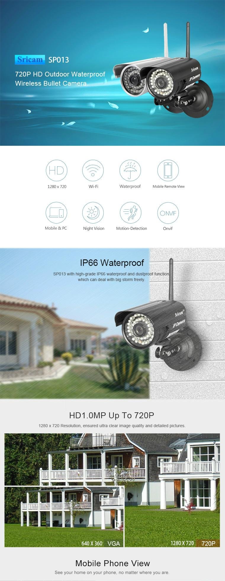 Sricam outdoor waterproof ip camera network surveillance ip camera 4