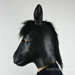 100% latex horse head hood