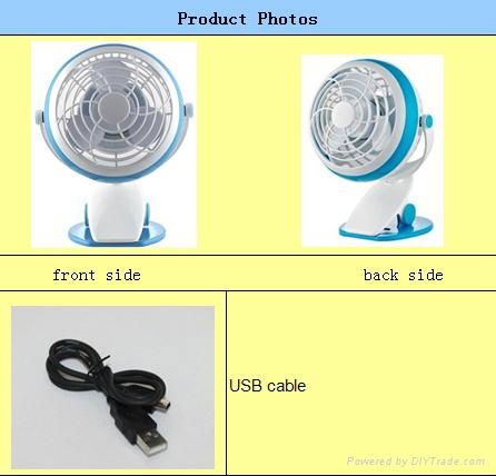 4'' Desk Clip Battery Cooling Mini USB Fan 3