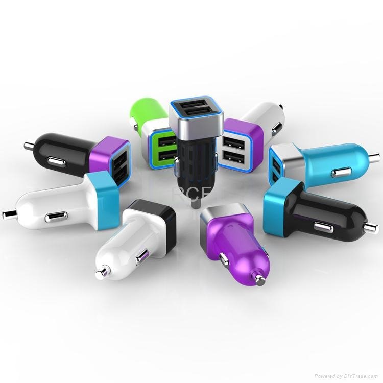 Portable 2.4A Dual USB Port Phone Car Charger for Iphone Ipad 2