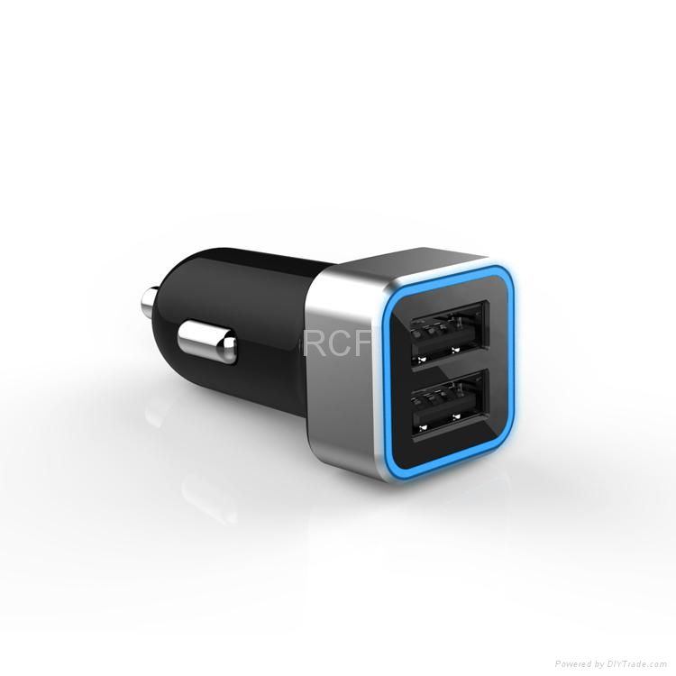 Portable 2.4A Dual USB Port Phone Car Charger for Iphone Ipad 4