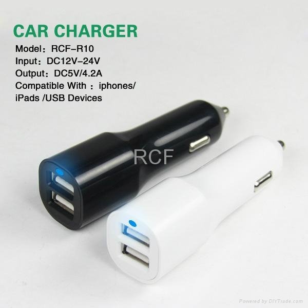 High Quality automotive battery USB Car Charger 4.2A for iphone i pod touch 5 1