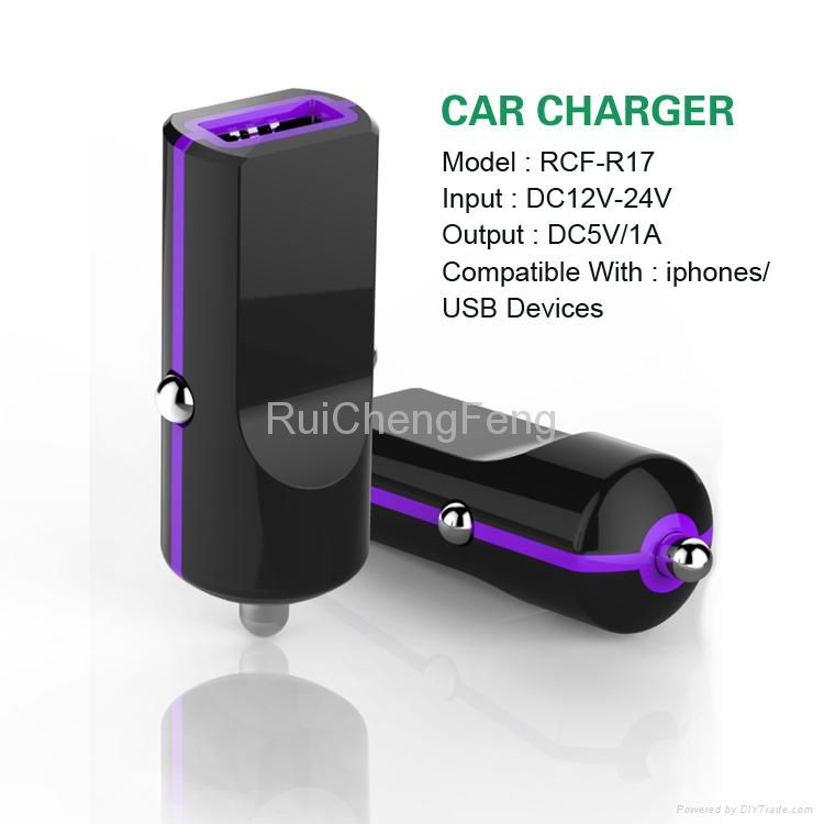 colorful new design 1a mini car battery charger for mobile phone