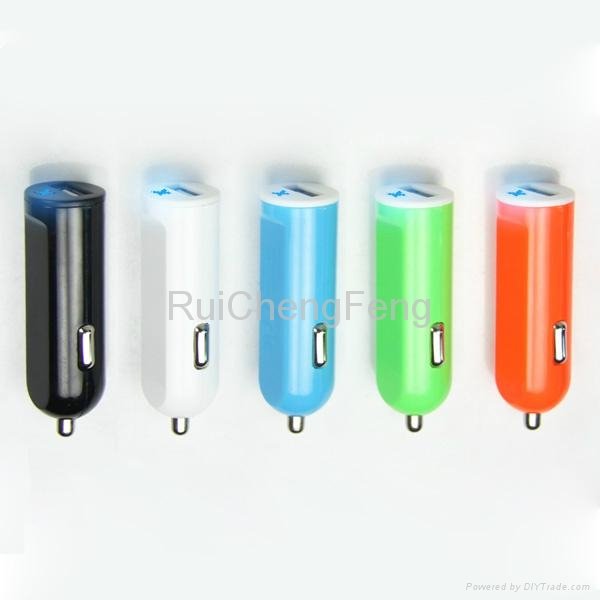 Colorful 1A High Output USB Car Charger With Iphone 5 Cable 2