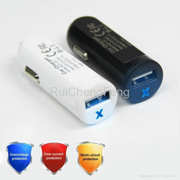 Colorful 1A High Output USB Car Charger With Iphone 5 Cable 4