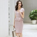 Women Short Sleeve Ruffle trim Tee with Wrap Skirt