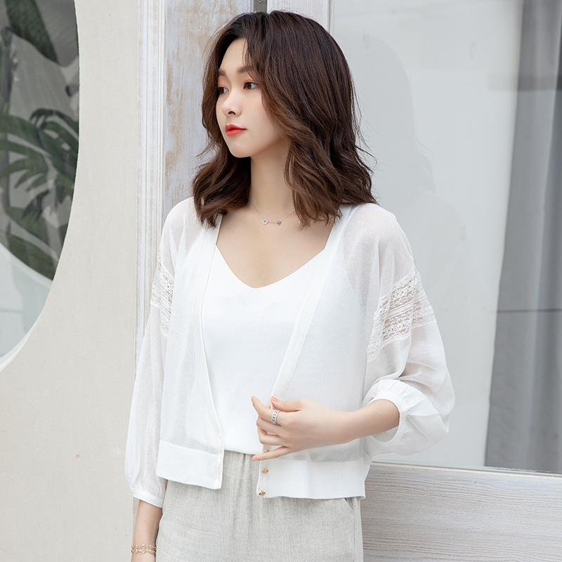 Loose Super thin See-through V-neck Cropped Cardigan Knitwear