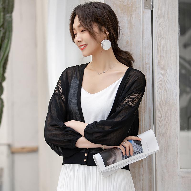 Loose Super thin See-through V-neck Cropped Cardigan Knitwear 3