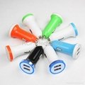 Hot Sell 5V 3.1A Dual USB Car Charger with Blue LED Ring Light 2