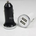 Hot Sell 5V 3.1A Dual USB Car Charger with Blue LED Ring Light 3