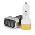 5.2A  High Output 3 USB Car Charger with Fancy Blue LED Light for Tablet/Phone 3