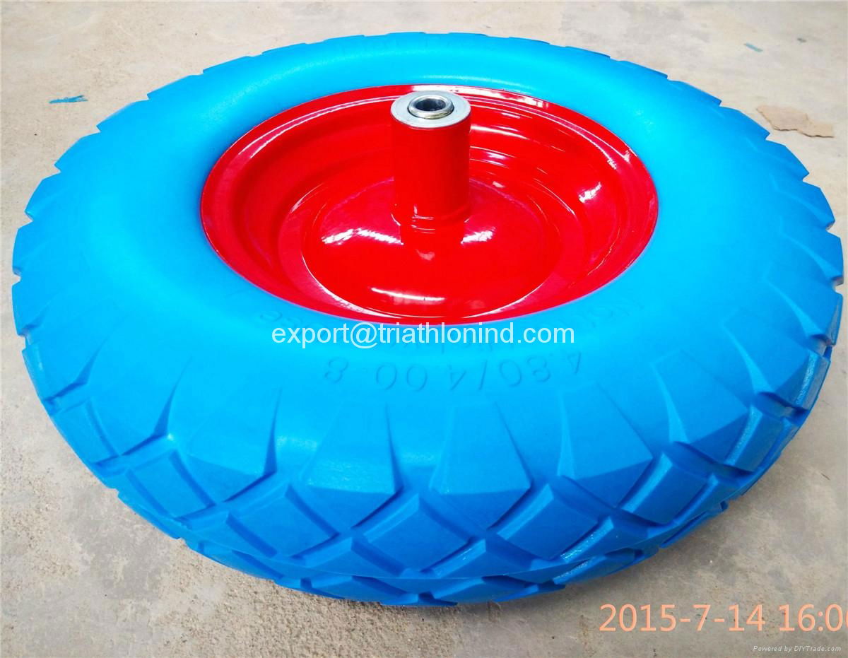 4.00-8 Wheelbarrow Solid rubber tire PU foam tyre Flat free wheel