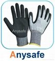 Cut resistant gloves - 13G HPPE liner with sandy nitrile coating
