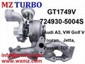 Chinese supplier MZ TURBO GT1749V 724930-5004S Turbocharger suit for vw golf 5