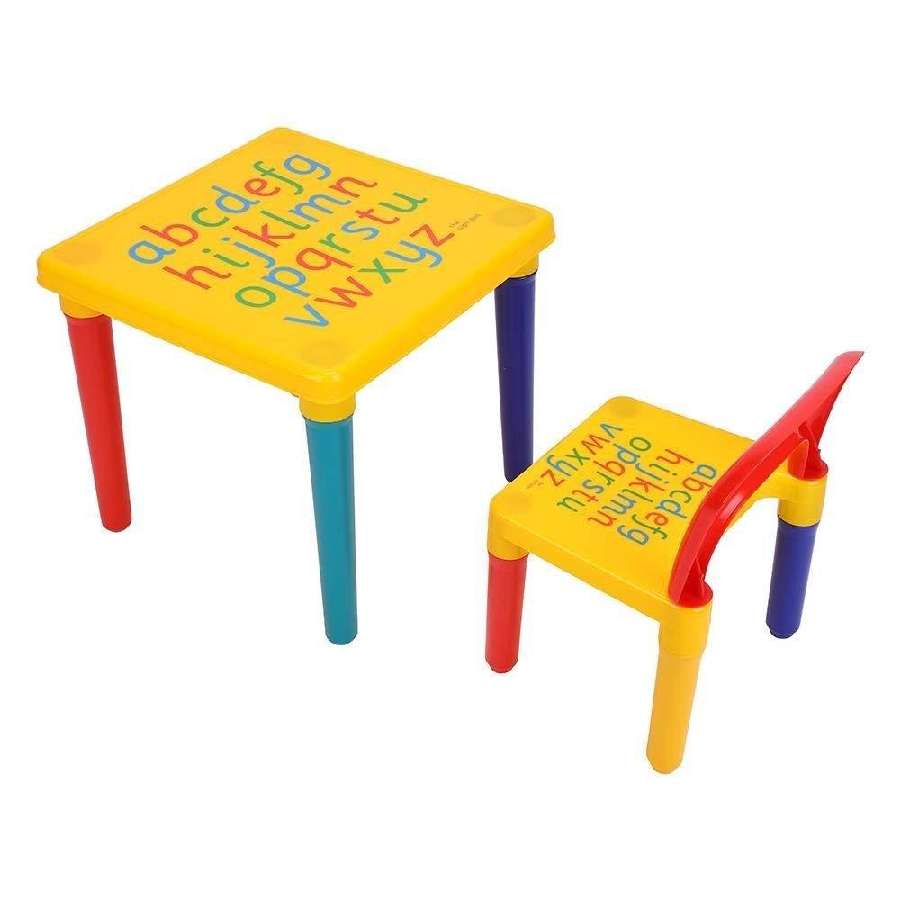 Plastic Kids Table and Chair Set Colorful Alphabet Design