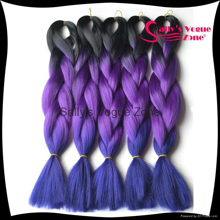 Kanekalon synthetic 3 Tone ombre braiding hair afro kinky jumbo braids 3