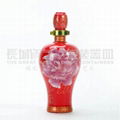 陶瓷酒瓶原创设计合家团圆（红色）  1