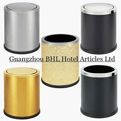 Stainless Steel Round Kitchen Waste Bins Rotating Cover Kitchen Rubbish Bins