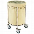 stainless steel round shape room service trolley housekeeping linen trolley 