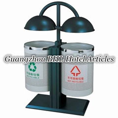 Outdoor Stainless Iron Garden Classify Waste Bin Decorative Recycling Bin Rubbis