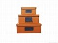 Orange Fancy Storage Box Set of 3 W/ Window 4