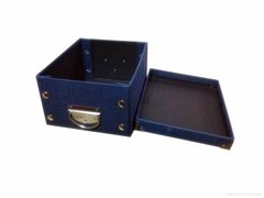 Blue Foldable Storage Box Set of 3 W/ Special Types of Fancy Paper