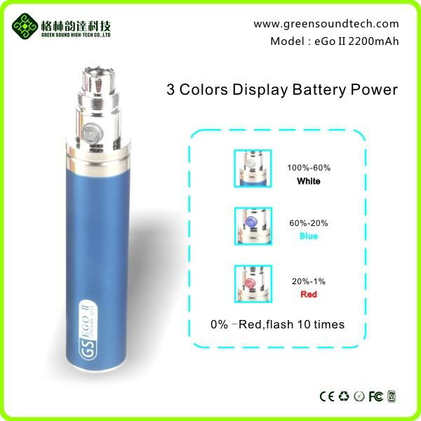 2015 top sale Greensound original 2200mah ego battery gs ego ii 2200mah battery